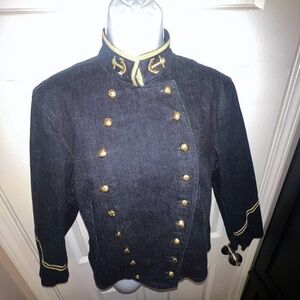 Ralph Lauren Jeans Women’s Large Blue Dark Wash Denim Military Officers Jacket L